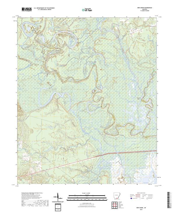 New Union, AR — USGS 7.5-minute topo (2024)
