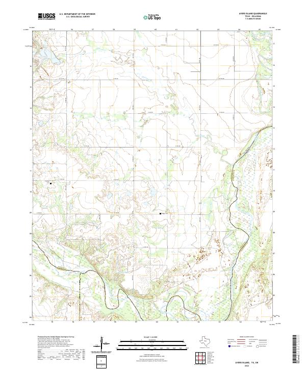 Ayers Island, TX-OK — USGS 7.5-minute topo (2022)