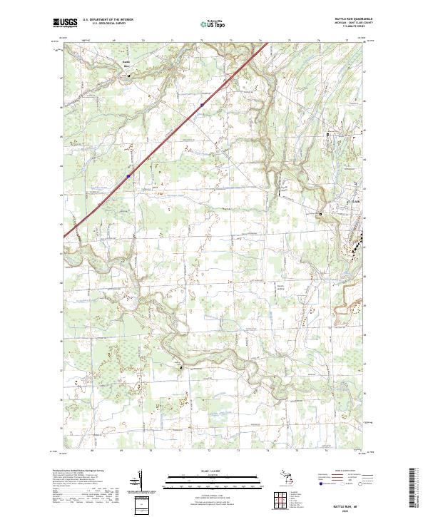 Rattle Run, MI — USGS 7.5-minute topo (2023)