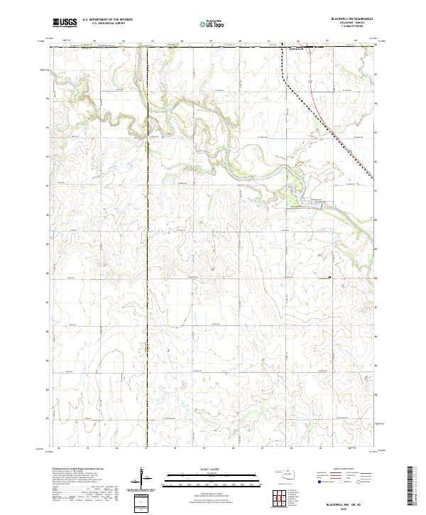 Blackwell NW, OK-KS — USGS 7.5-minute topo (2022)
