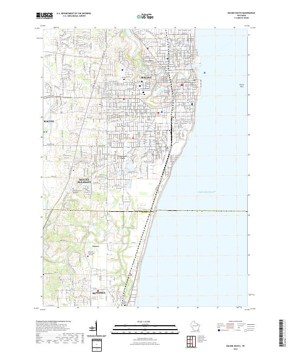 Racine South, WI — USGS 7.5-minute topo (2022)