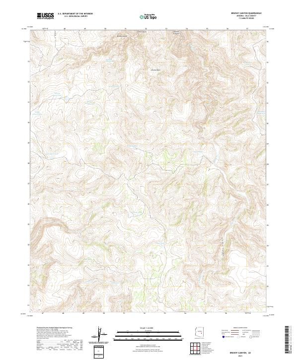 Brushy Canyon, AZ — USGS 7.5-minute topo (2021)