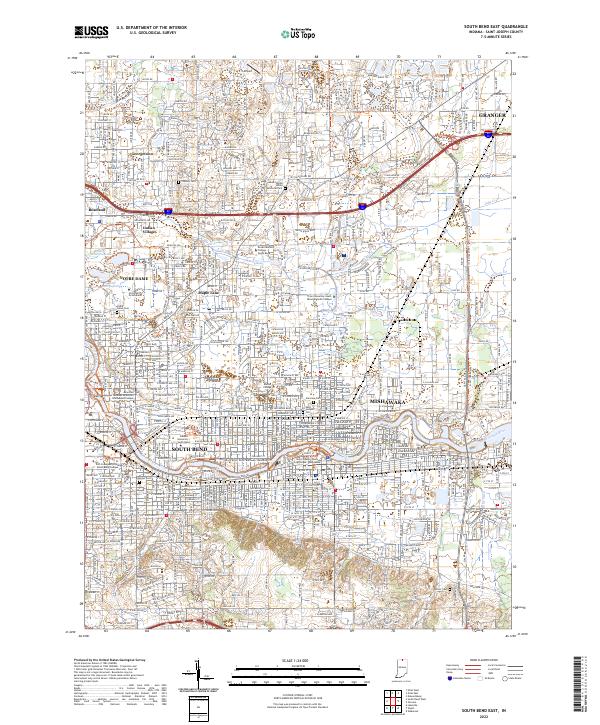 South Bend East, IN — USGS 7.5-minute topo (2022)
