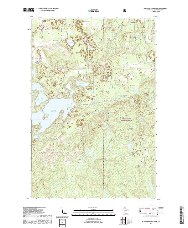 Upper Eau Claire Lake, WI — USGS 7.5-minute topo (2022)