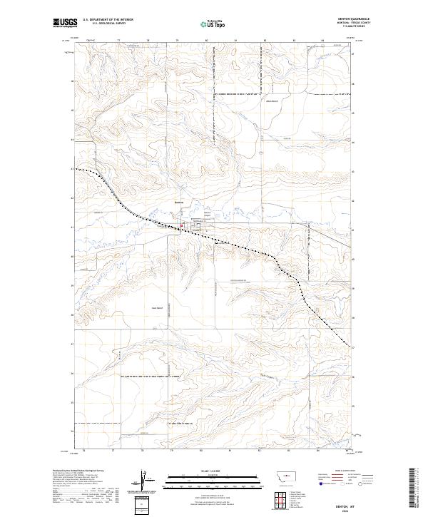 Denton, MT — USGS 7.5-minute topo (2024)