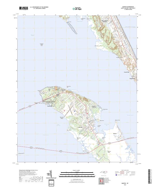 Manteo, NC — USGS 7.5-minute topo (2022)