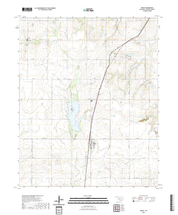 Rocky, OK — USGS 7.5-minute topo (2022)