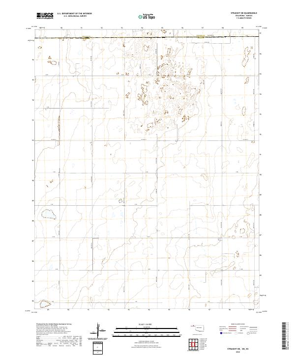 Straight NE, OK-KS — USGS 7.5-minute topo (2022)