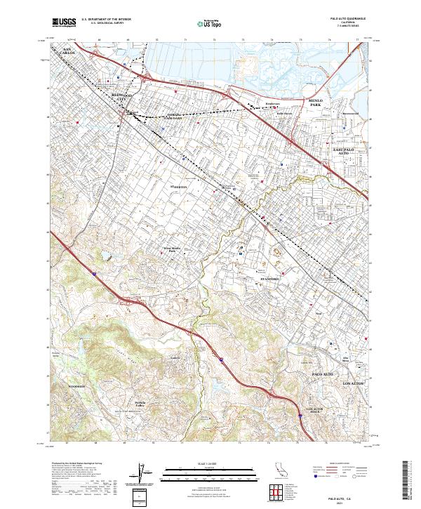 Palo Alto, CA — USGS 7.5-minute topo (2021)