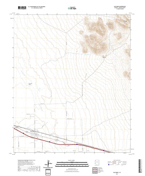 San Simon, AZ — USGS 7.5-minute topo (2021)