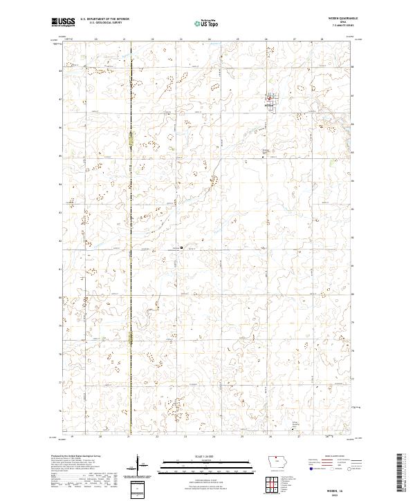 Woden, IA — USGS 7.5-minute topo (2022)