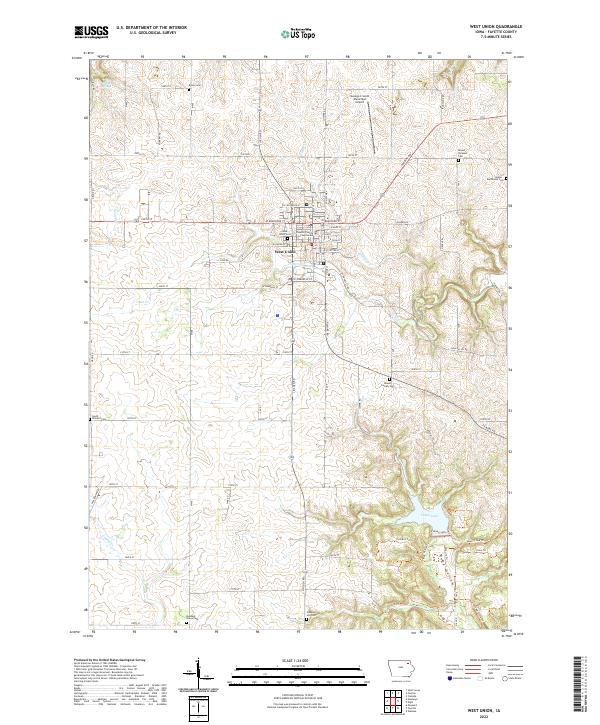 West Union, IA — USGS 7.5-minute topo (2022)
