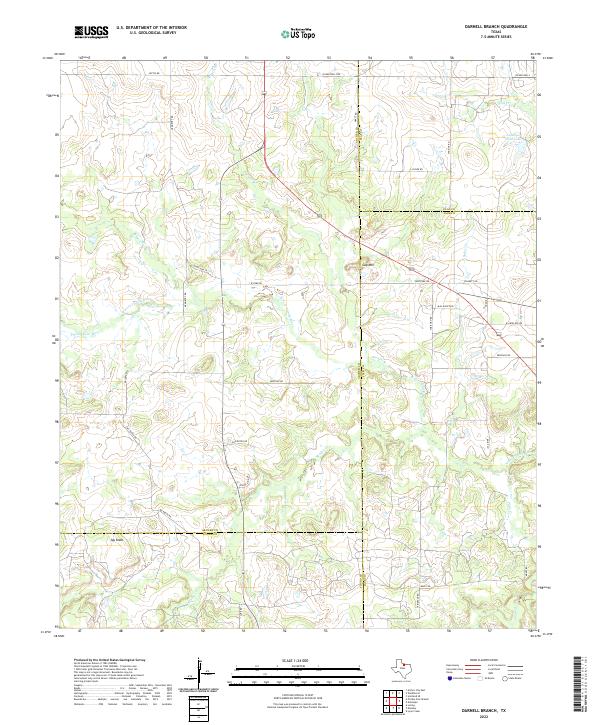 Darnell Branch, TX — USGS 7.5-minute topo (2022)