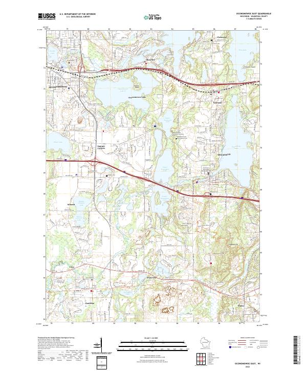 Oconomowoc East, WI — USGS 7.5-minute topo (2022)
