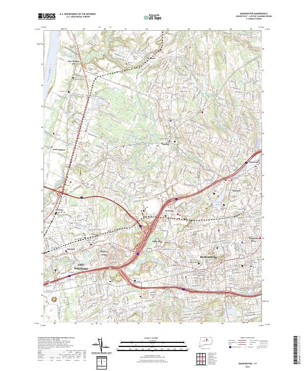 Manchester, CT — USGS 7.5-minute topo (2024)