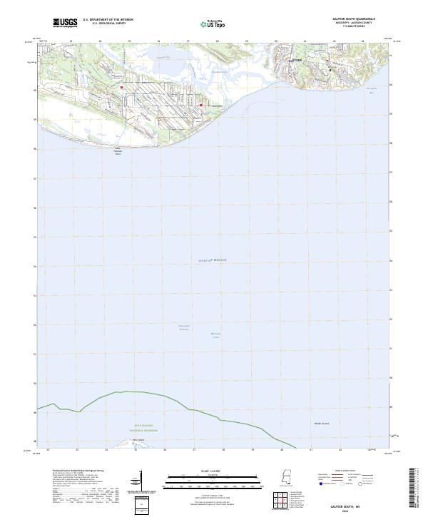 Gautier South, MS — USGS 7.5-minute topo (2024)
