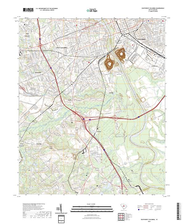 Southwest Columbia, SC — USGS 7.5-minute topo (2024)