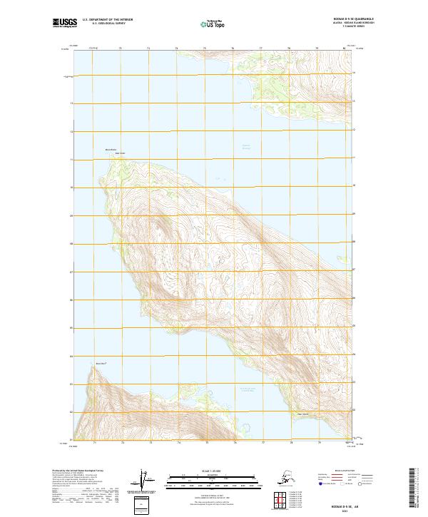 Kodiak D-5 SE, AK — USGS 7.5-minute topo (2021)