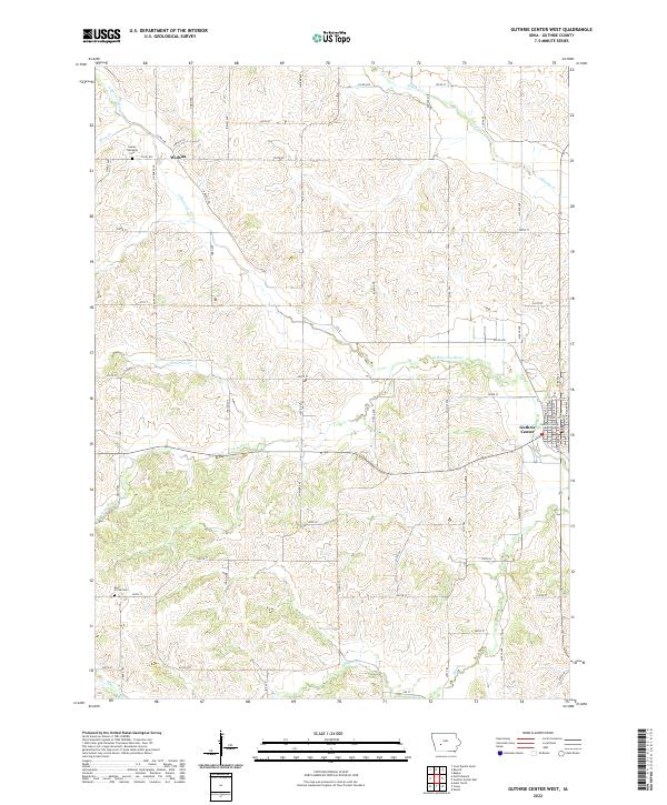 Guthrie Center West, IA — USGS 7.5-minute topo (2022)