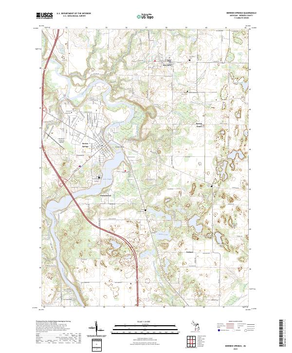 Berrien Springs, MI — USGS 7.5-minute topo (2023)