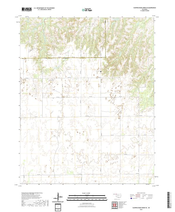 Sleeping Bear Creek SE, OK — USGS 7.5-minute topo (2022)