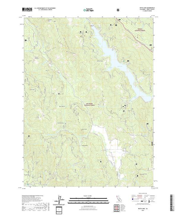 Ruth Lake, CA — USGS 7.5-minute topo (2021)