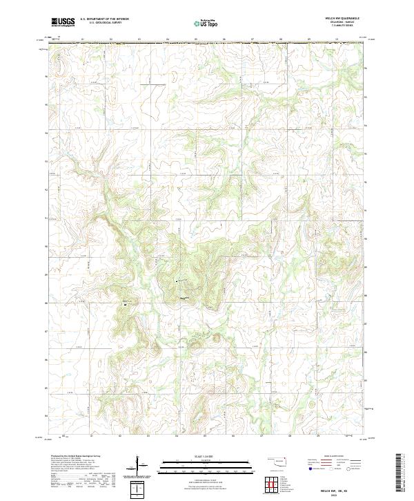 Welch NW, OK-KS — USGS 7.5-minute topo (2022)