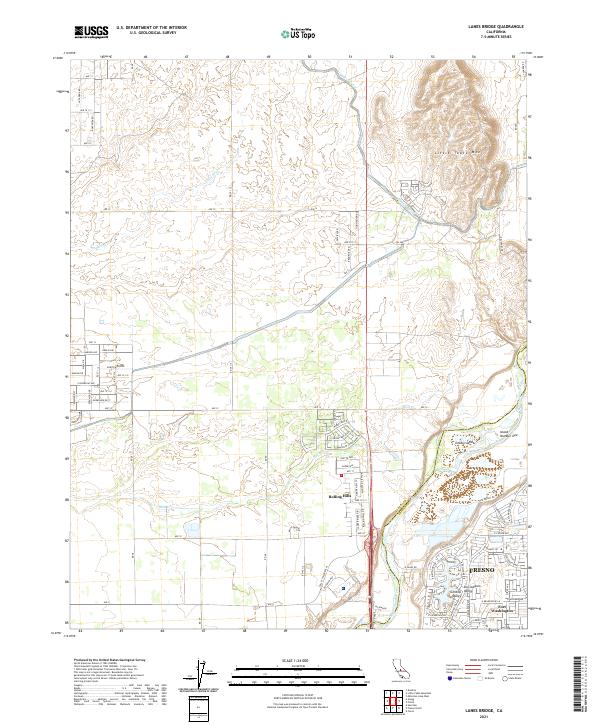 Lanes Bridge, CA — USGS 7.5-minute topo (2021)