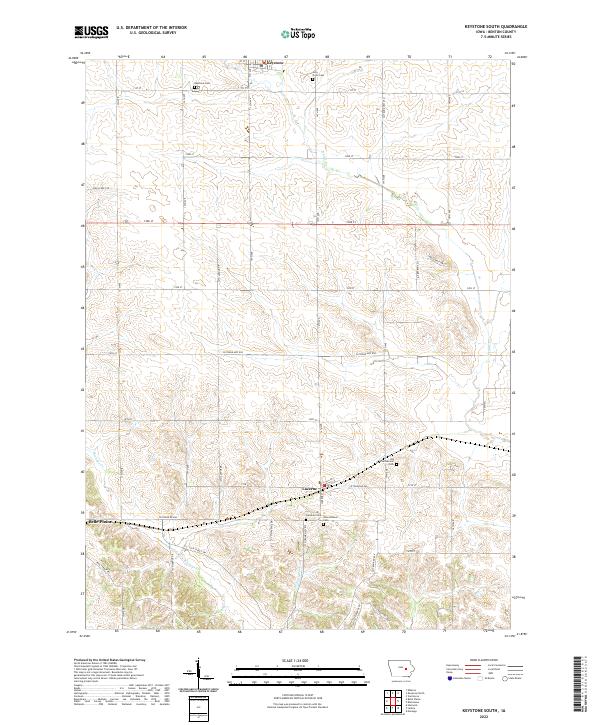 Keystone South, IA — USGS 7.5-minute topo (2022)