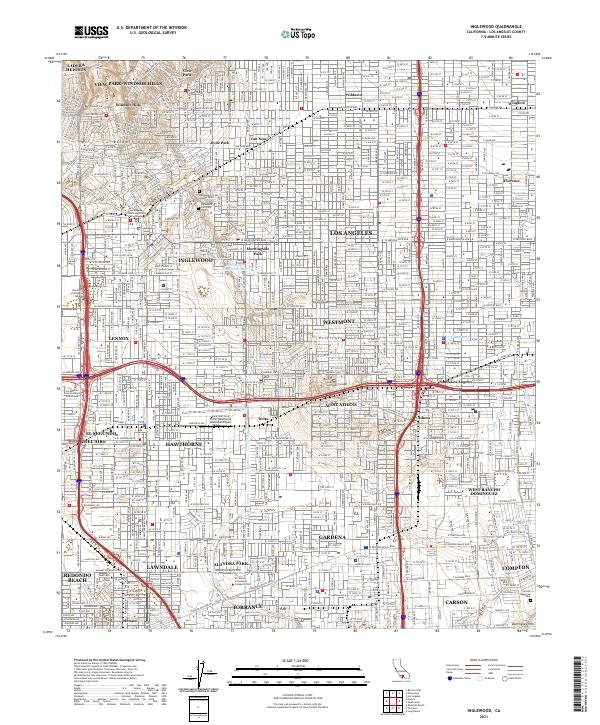 Inglewood, CA — USGS 7.5-minute topo (2021)