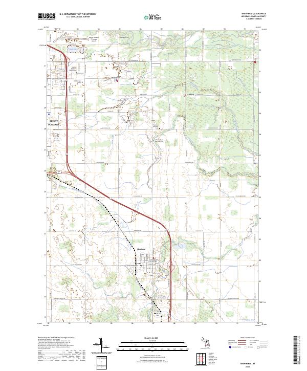 Shepherd, MI — USGS 7.5-minute topo (2023)