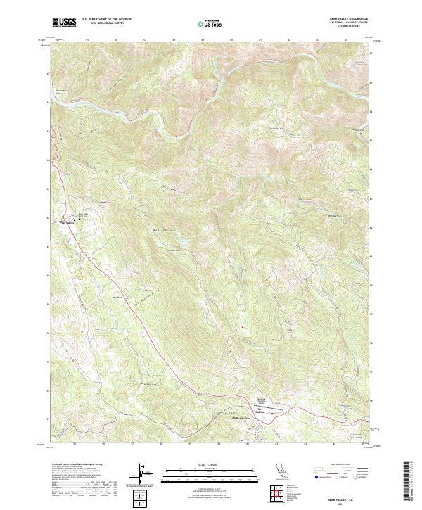 Bear Valley, CA — USGS 7.5-minute topo (2021)