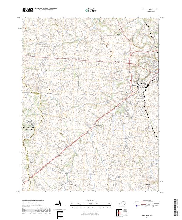 Paris West, KY — USGS 7.5-minute topo (2022)