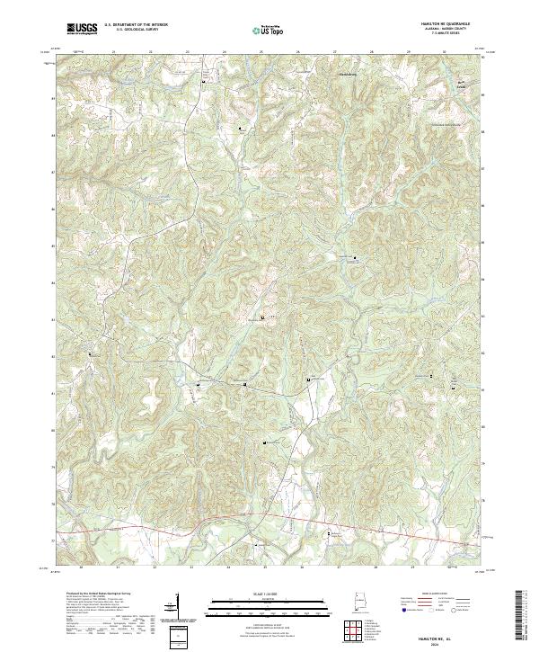 Hamilton NE, AL — USGS 7.5-minute topo (2024)