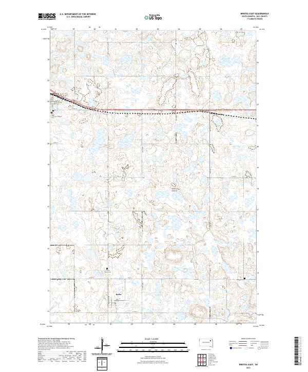 Bristol East, SD — USGS 7.5-minute topo (2021)