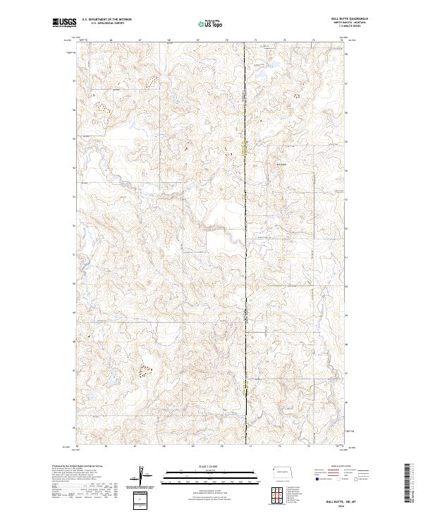 Bull Butte, ND-MT — USGS 7.5-minute topo (2024)