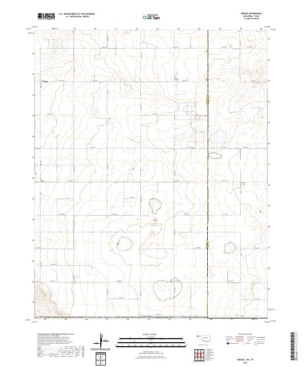 Griggs, OK-TX — USGS 7.5-minute topo (2022)