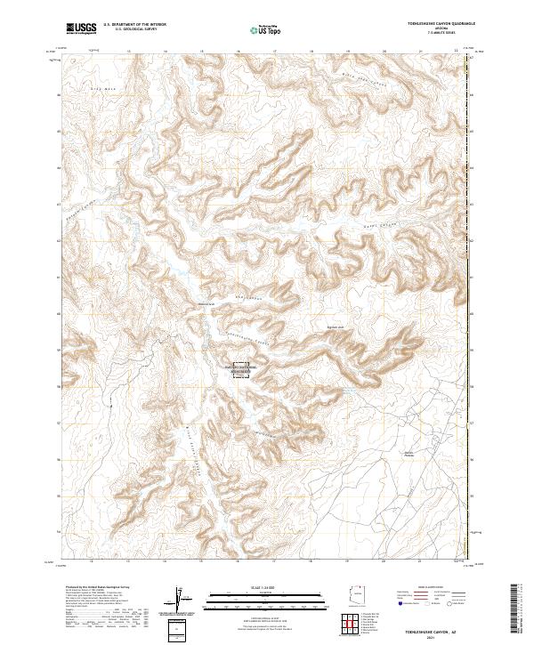 Toenleshushe Canyon, AZ — USGS 7.5-minute topo (2021)