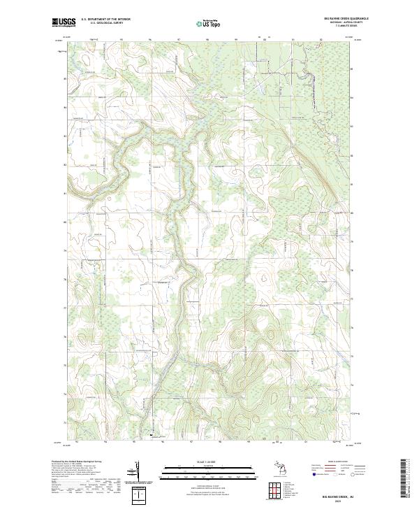 Big Ravine Creek, MI — USGS 7.5-minute topo (2023)