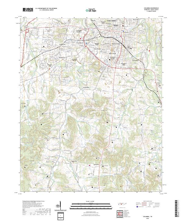 Columbia, TN — USGS 7.5-minute topo (2022)