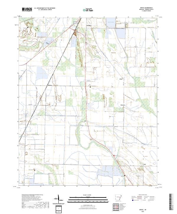 Keevil, AR — USGS 7.5-minute topo (2024)