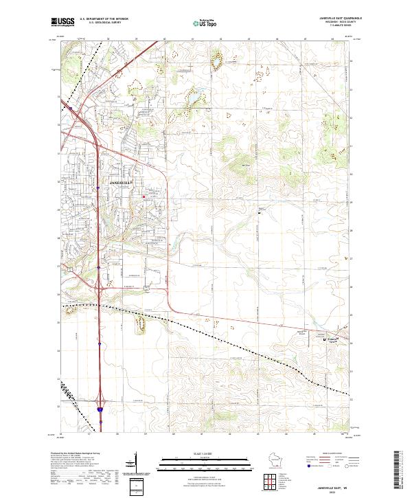 Janesville East, WI — USGS 7.5-minute topo (2022)