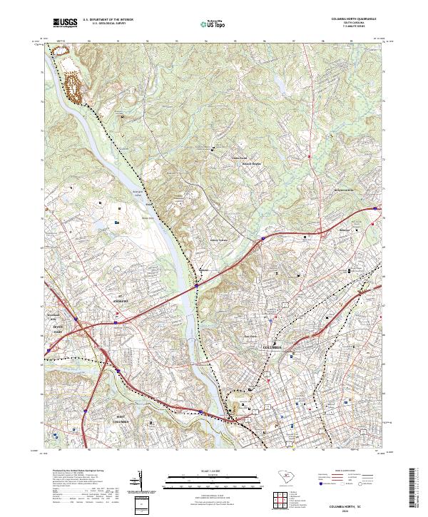 Columbia North, SC — USGS 7.5-minute topo (2024)
