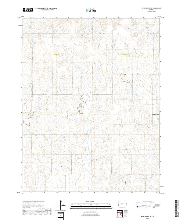 Rush Center SW, KS — USGS 7.5-minute topo (2022)