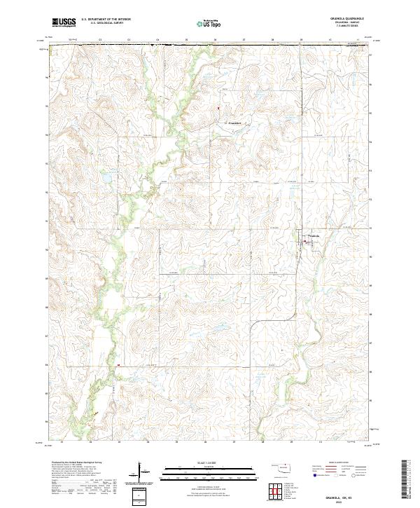 Grainola, OK-KS — USGS 7.5-minute topo (2022)