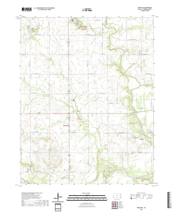 Crestline, KS — USGS 7.5-minute topo (2022)