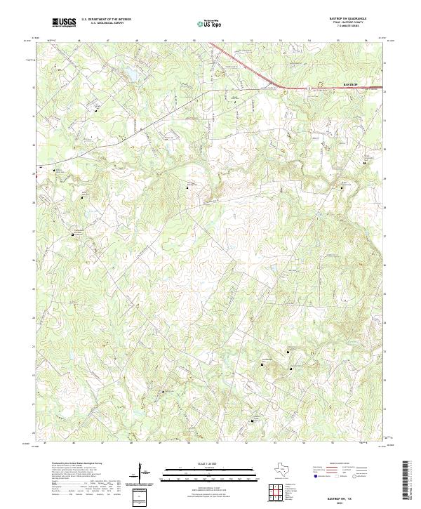 Bastrop SW, TX — USGS 7.5-minute topo (2022)