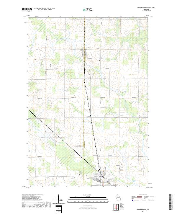 Spencer North, WI — USGS 7.5-minute topo (2022)
