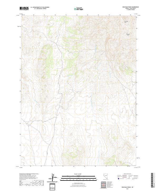 High Bald Peaks, NV — USGS 7.5-minute topo (2021)
