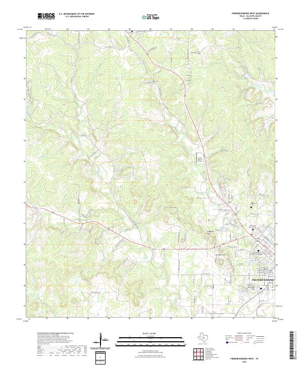 Fredericksburg West, TX — USGS 7.5-minute topo (2022)